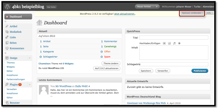 wp-screen-1 Das Dashboard