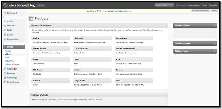 wp-screen-4 Bei der Installation mitgelieferte Widgets